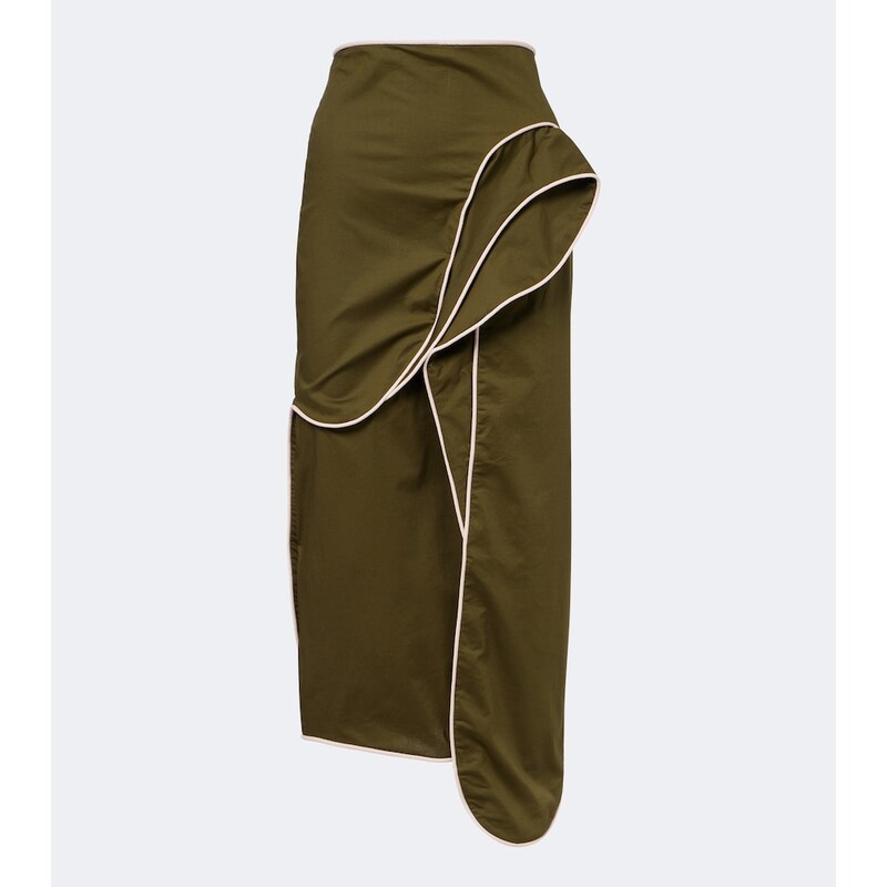 Adriana Degreas Ruffled cotton-blend midi skirt