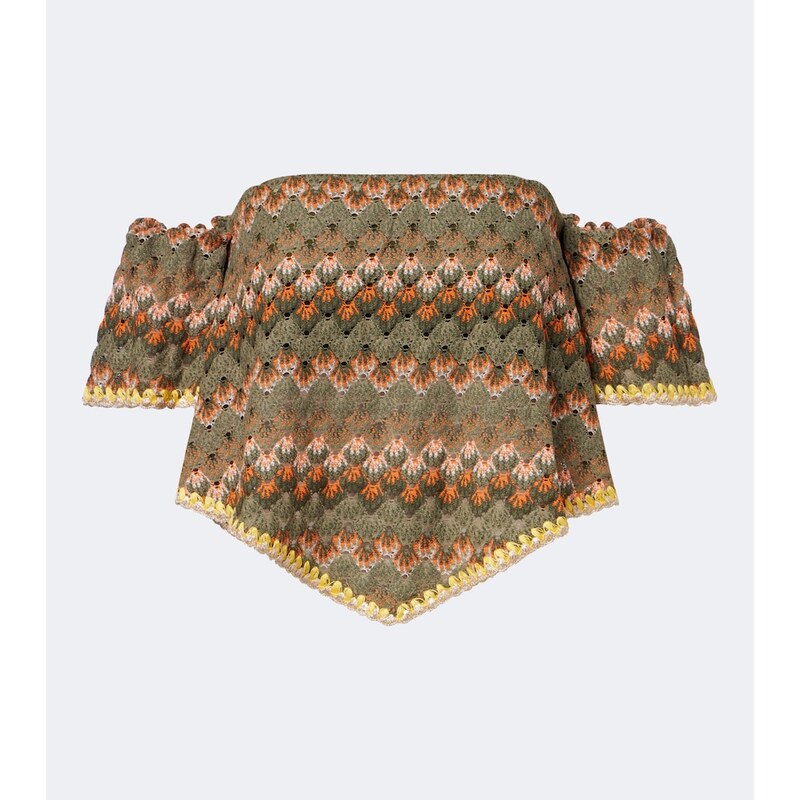 La DoubleJ Sand Dollar embroidered cotton-blend top
