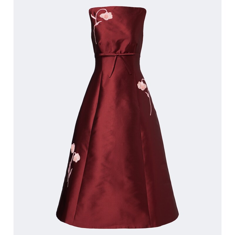 Erdem Mikado embroidered satin cocktail dress