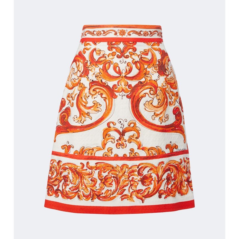 Dolce&Gabbana Majolica cotton and linen-blend miniskirt