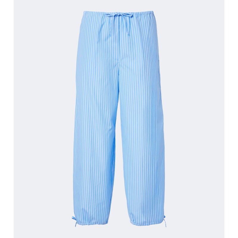 Toteme Striped cotton poplin wide-leg pants