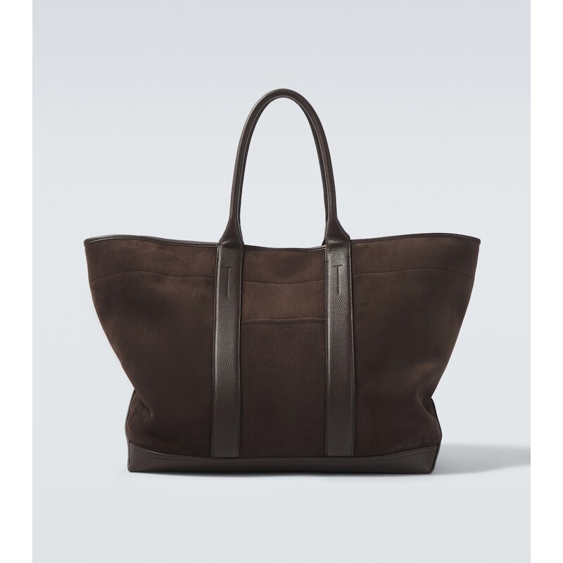 Tom Ford Leather-trimmed suede tote bag