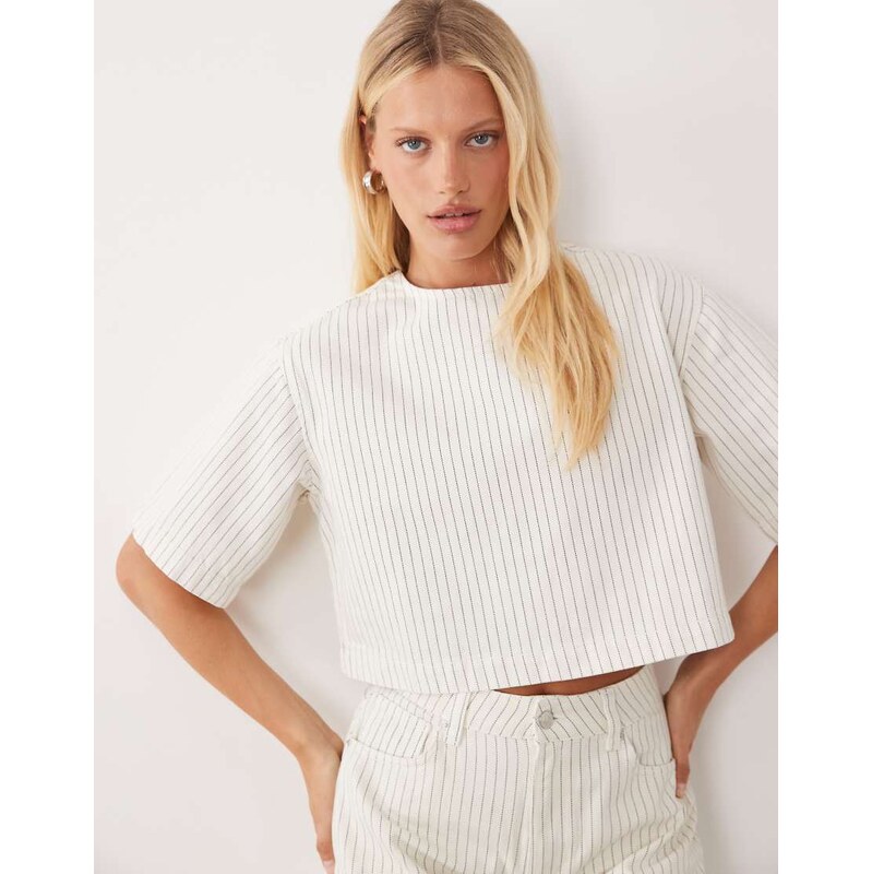 ASOS DESIGN denim boxy t shirt co-ord in stripe-Multi