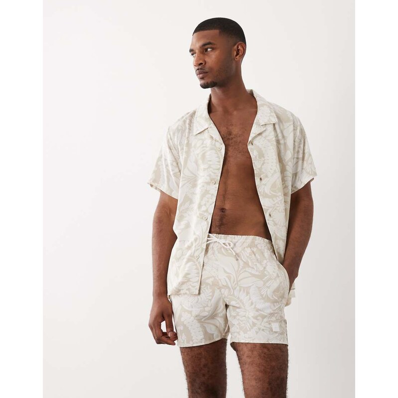BOSS Bodywear Boss Piranha leaf print co-ord swim shorts in