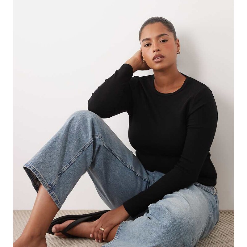ASOS Curve ASOS DESIGN Curve clean fitted long sleeve top in