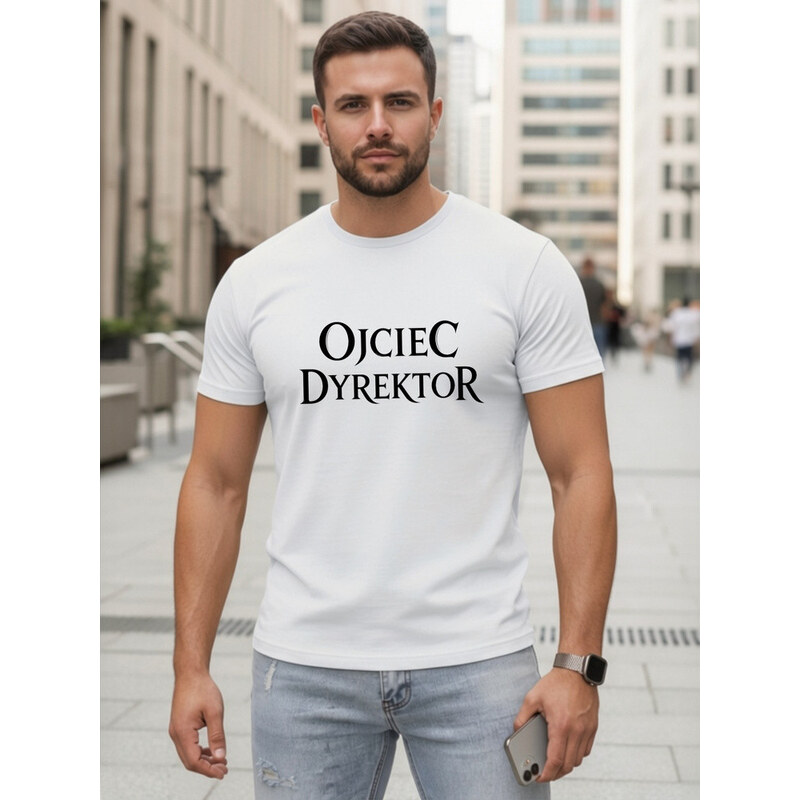 Pánské klasické tričko s nápisy bavlna bílá FashionStreet