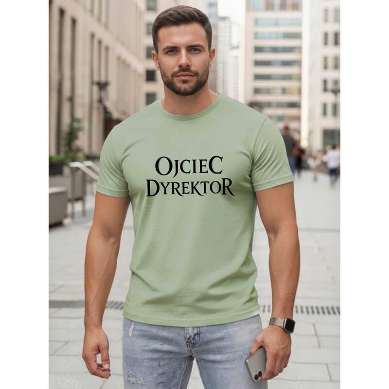 Pánské vintage tričko s nápisy bavlna zelená FashionStreet