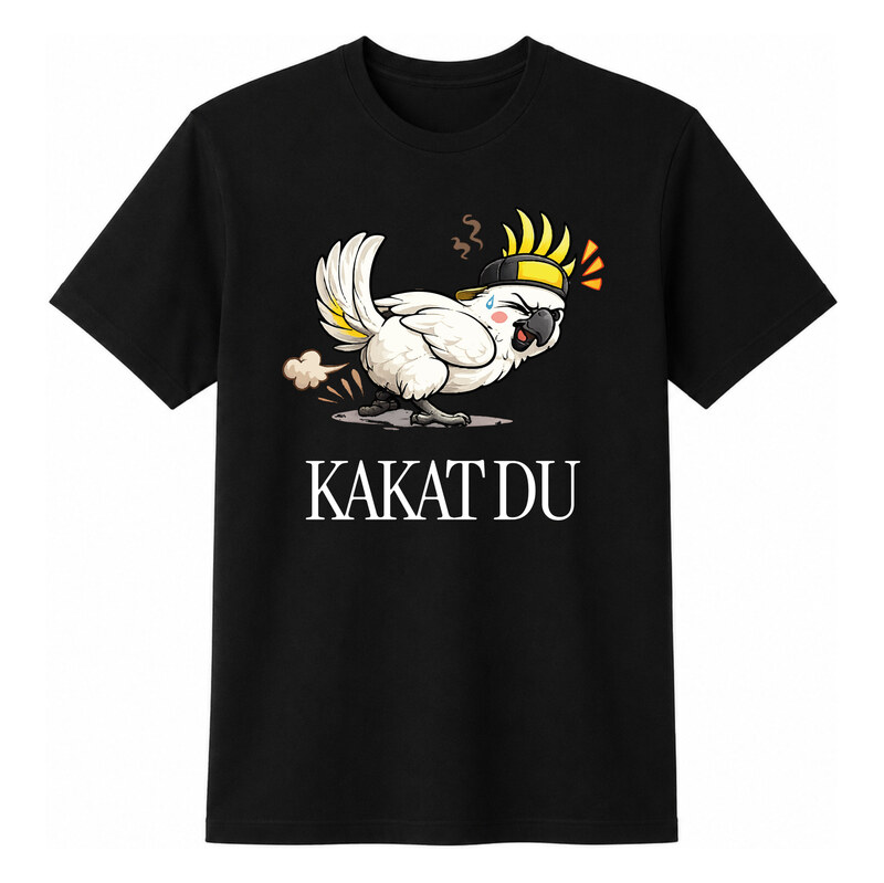 Giftela Dámské bavlněné tričko s potiskem - KAKAT DU - černé