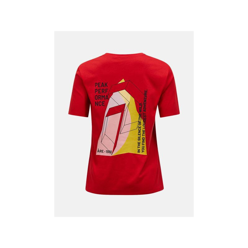Dámské tričko PEAK PERFORMANCE W Explore Graphic Tee, červené