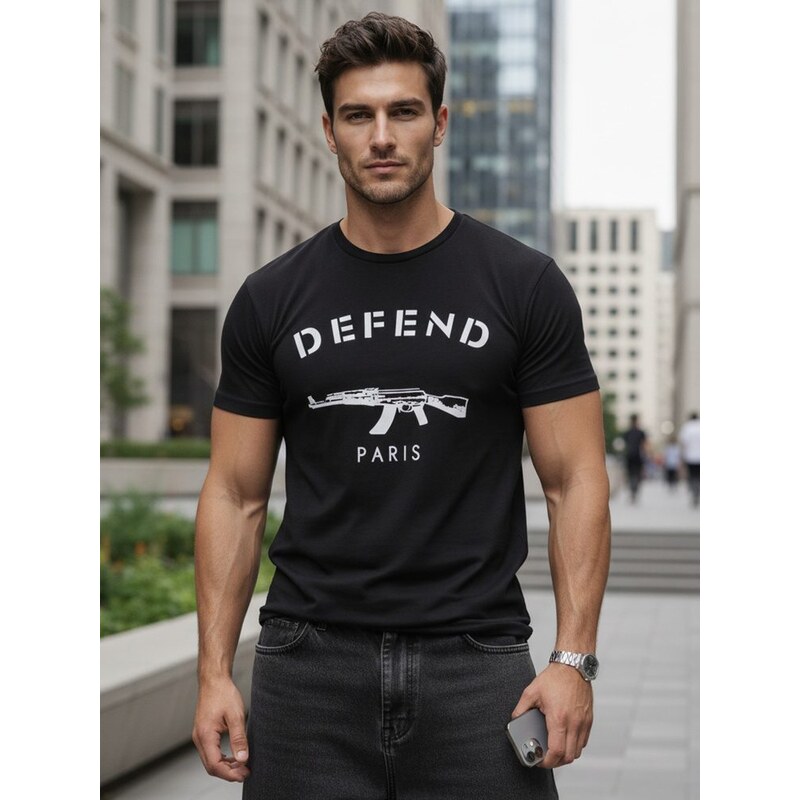 Dstreet Černé pánské tričko DEFEND