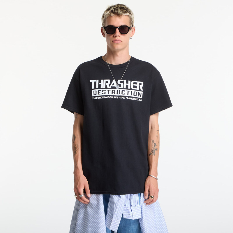 Tričko Thrasher Destruction T-Shirt Black XL