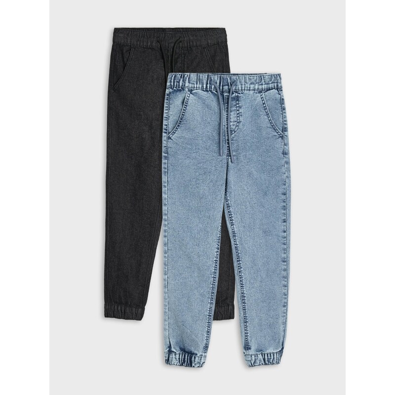 Sinsay - Slim fit jogger džíny s efektem vyprání - modrá