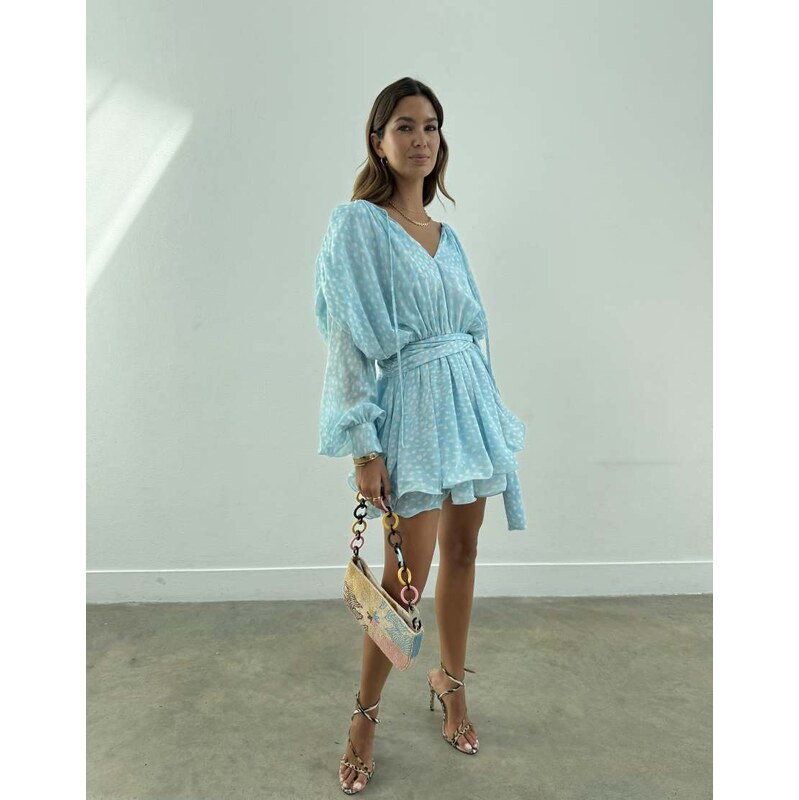 Never Fully Dressed Ella tiered ruffle tie waist balloon sleeve
