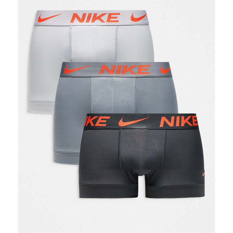 Nike Essential Microfibre 3 pack trunks in grey shades with