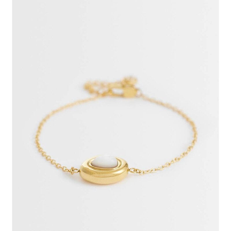 Abbott Lyon pearl molten bracelet in 18k plated stainless steel