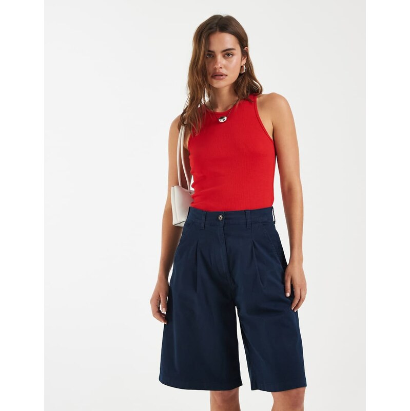 Tommy Jeans high rise long chino shorts in navy
