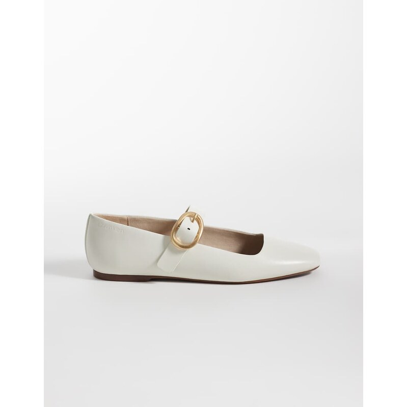 Calvin Klein square ballerina pumps in off-white