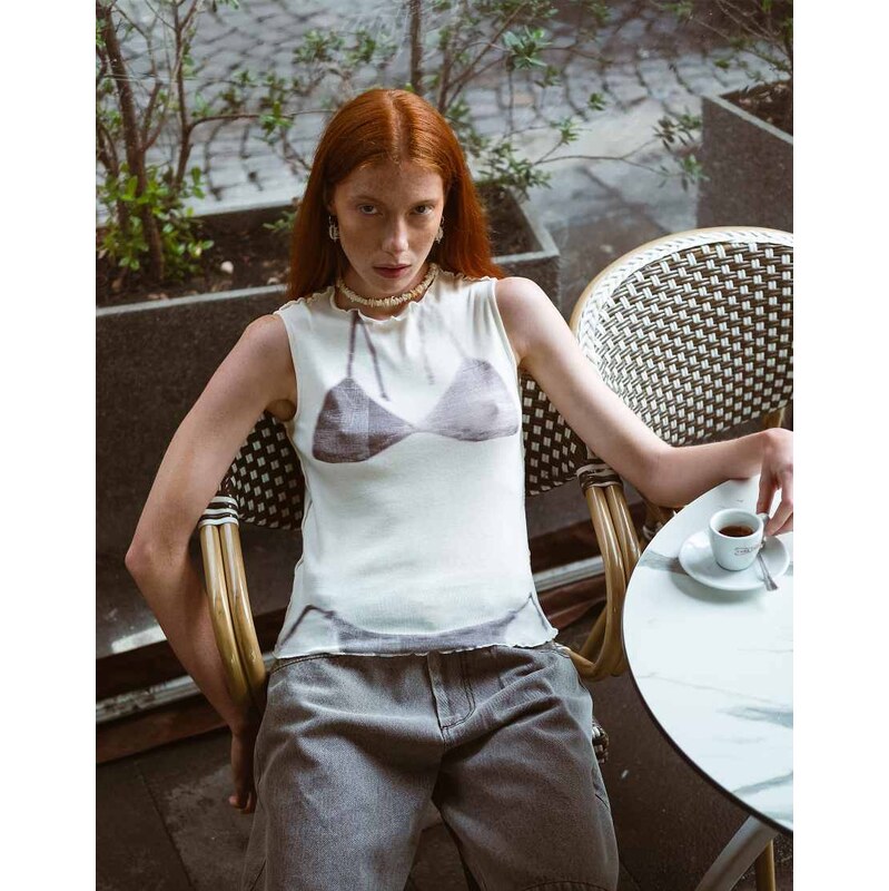 Muse Assembly Sofia bikini graphic tank top-White