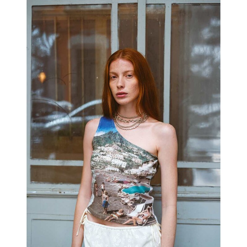 Muse Assembly Sandy one shoulder beach top-Multi