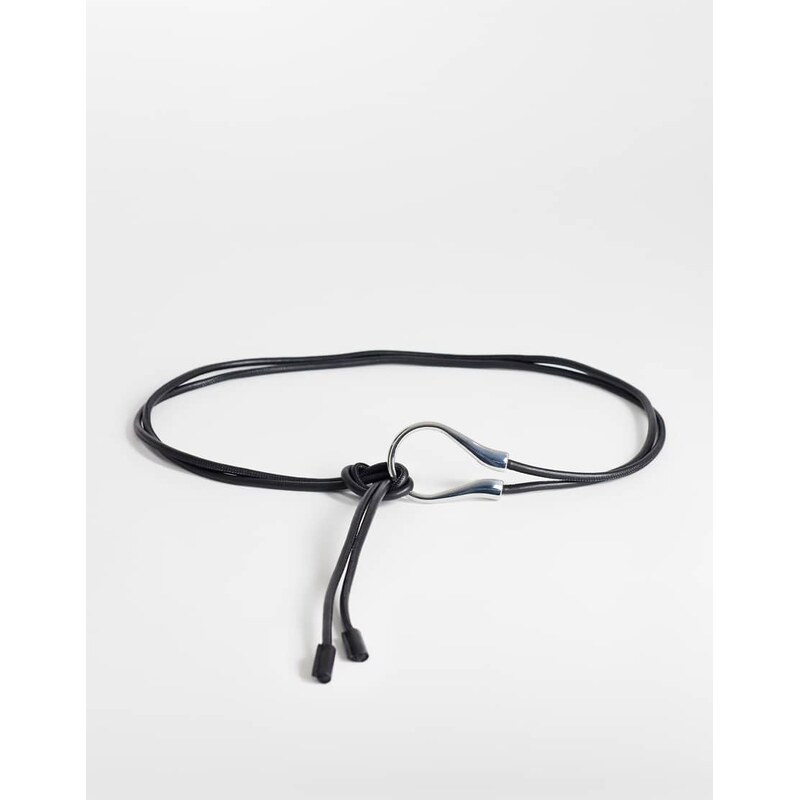 Topshop Annie hardware tie belt in black and silver