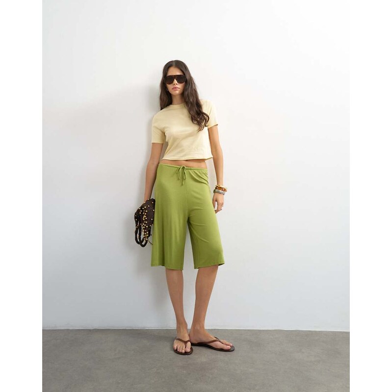 Topshop viscose jersey board short in green