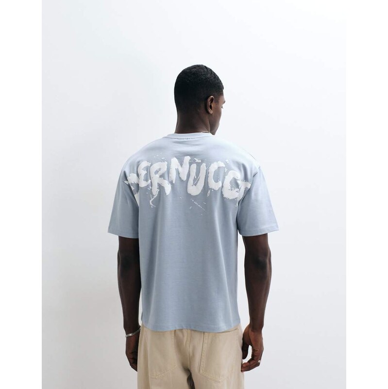Cernucci puff logo back print regular fit t-shirt in light blue
