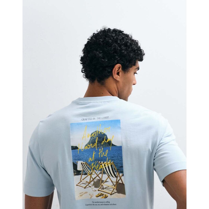 Mango 100% cotton crafted by the coast graphic t-shirt in pale