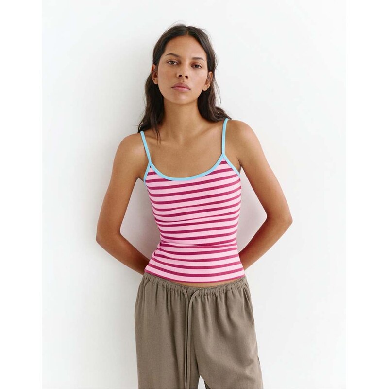 Pull&Bear Fine-strap top in pink
