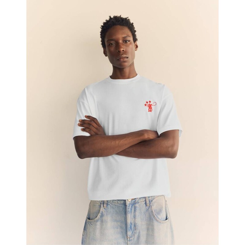 Pull&Bear Cowboy graphic t-shirt in off white