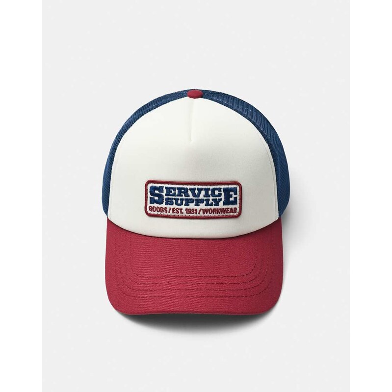Pull&Bear Service supply trucker cap in red