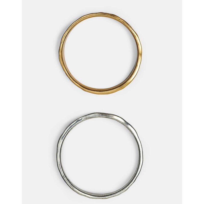 Pull&Bear Pack of 2 textured bracelets in gold