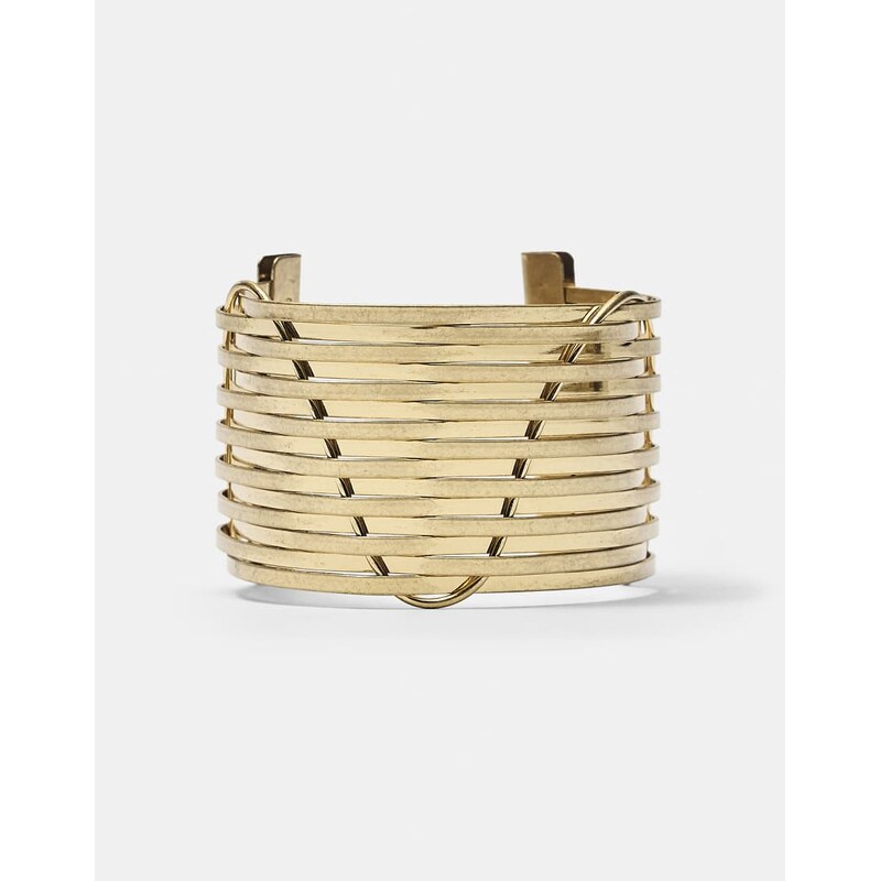 Pull&Bear Bar cuff bracelet in gold