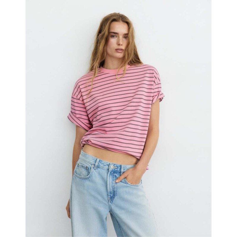 Pull&Bear Oversize short sleeve t-shirt in pink