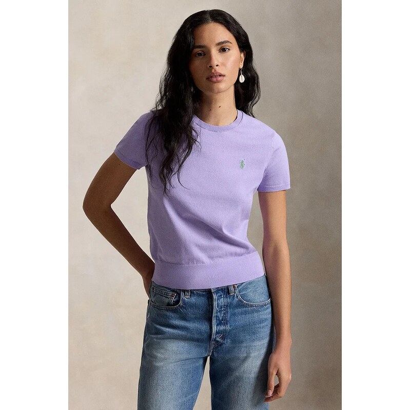 Polo Ralph Lauren svetr s krátkým rukávem dámský s bavlnou
