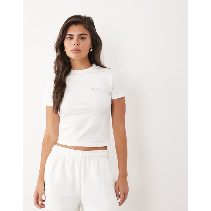 Kaiia silver hardware logo fitted baby tee co-ord in white
