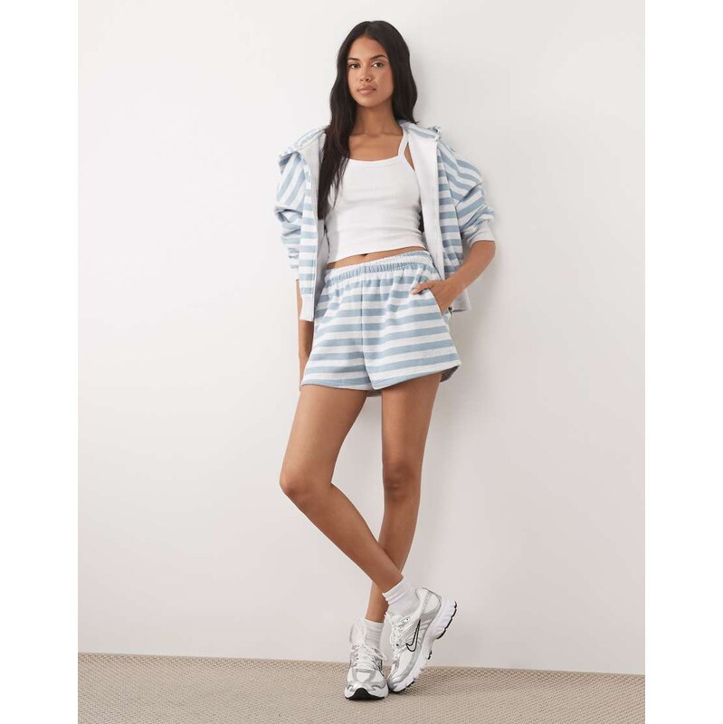 Kaiia cotton rich embroidered logo mini sweat shorts co-ord in
