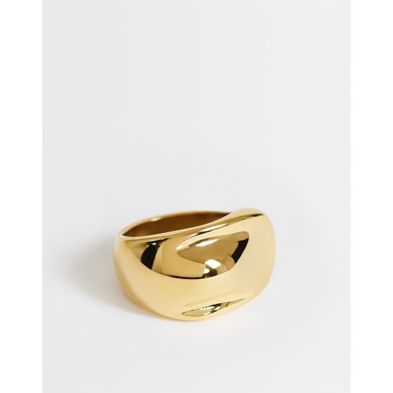 Topshop Roma waterproof stainless steel ring in silver-Gold