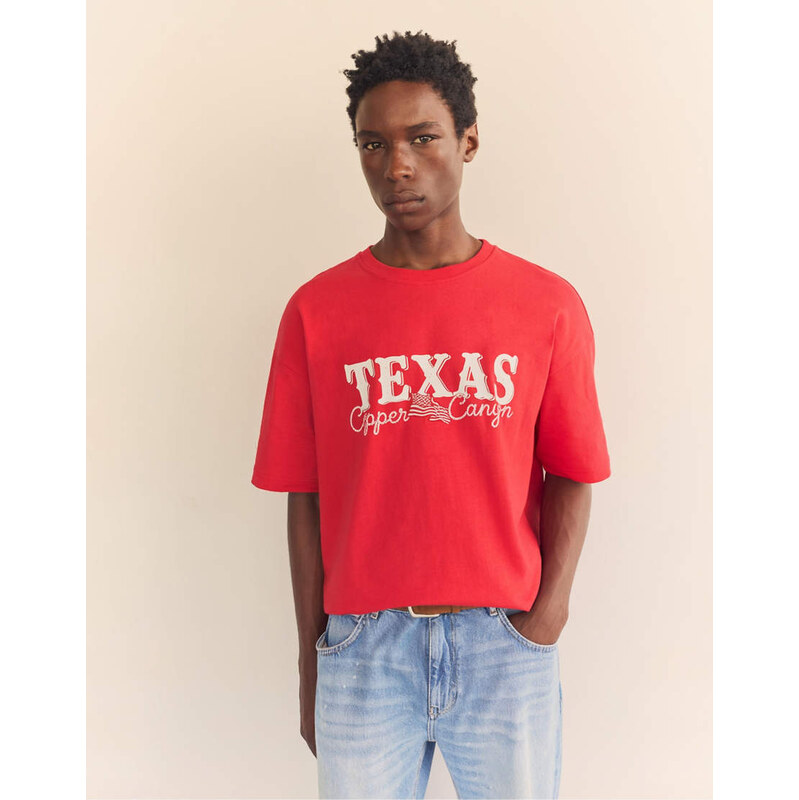 Pull&Bear Texas t-shirt in red