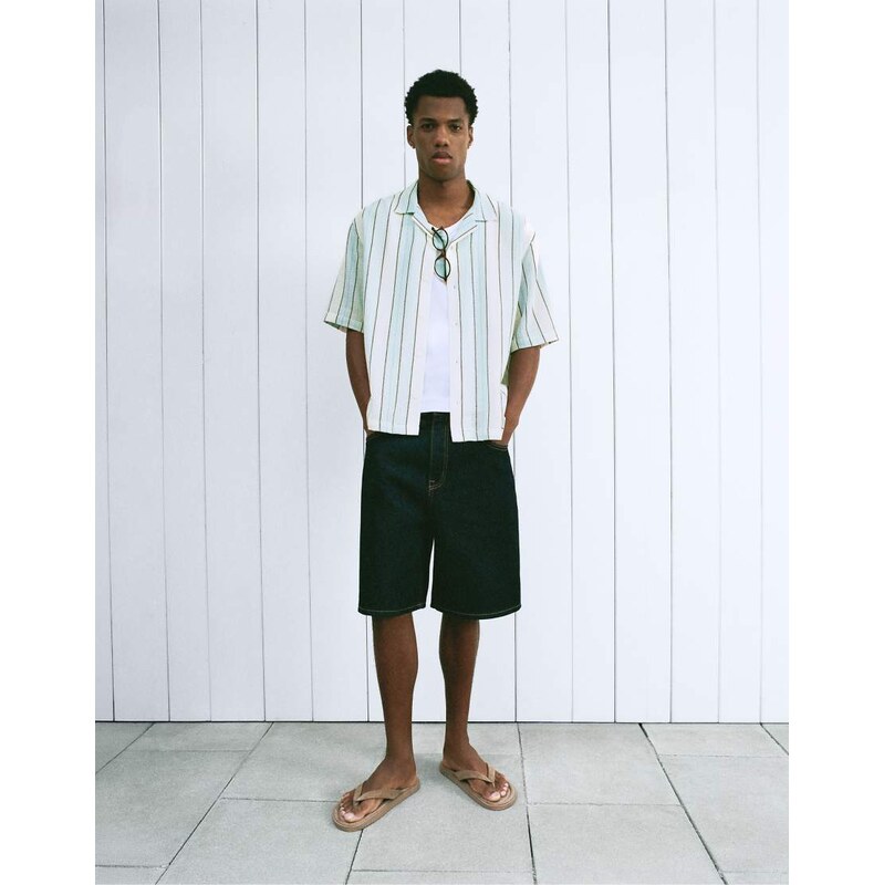 Pull&Bear Striped rustic shirt in striped-Multi