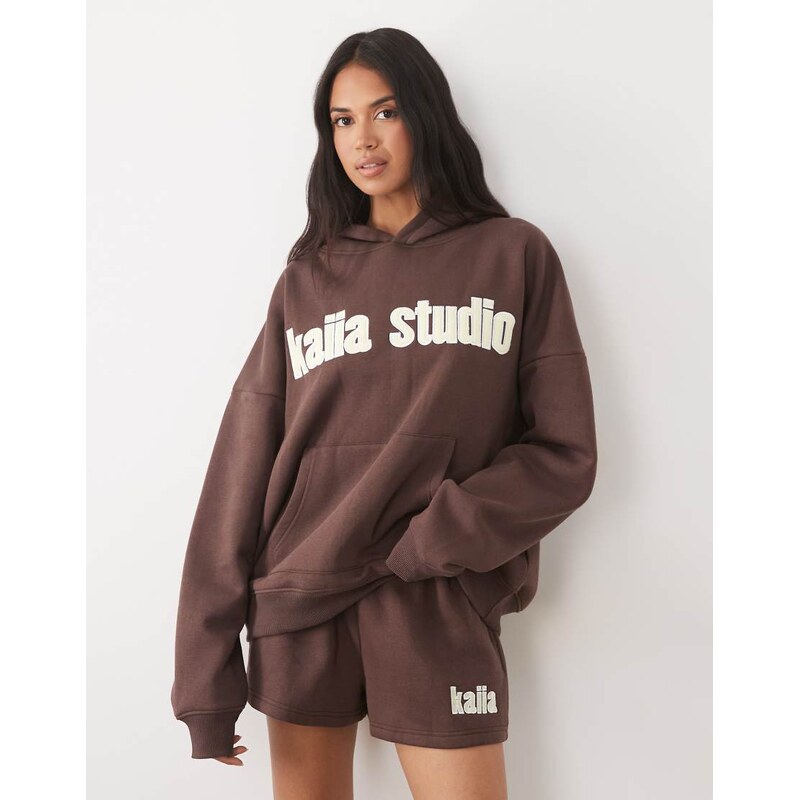 Kaiia Studio cotton rich embroidered logo oversized hoodie co