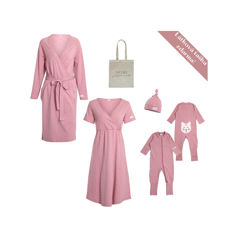 Moniel souprava do porodnice pro maminku a miminko Newborn Dots