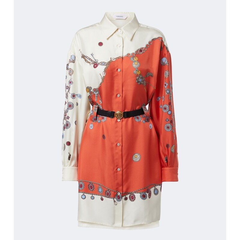 Versace Printed silk twill shirt dress