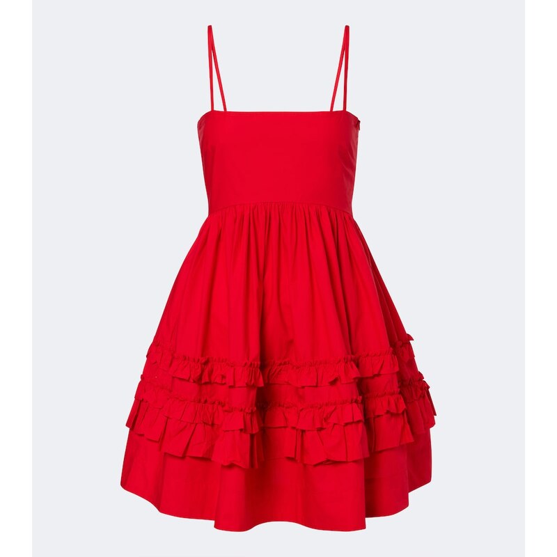 Ganni Ruffled cotton poplin minidress