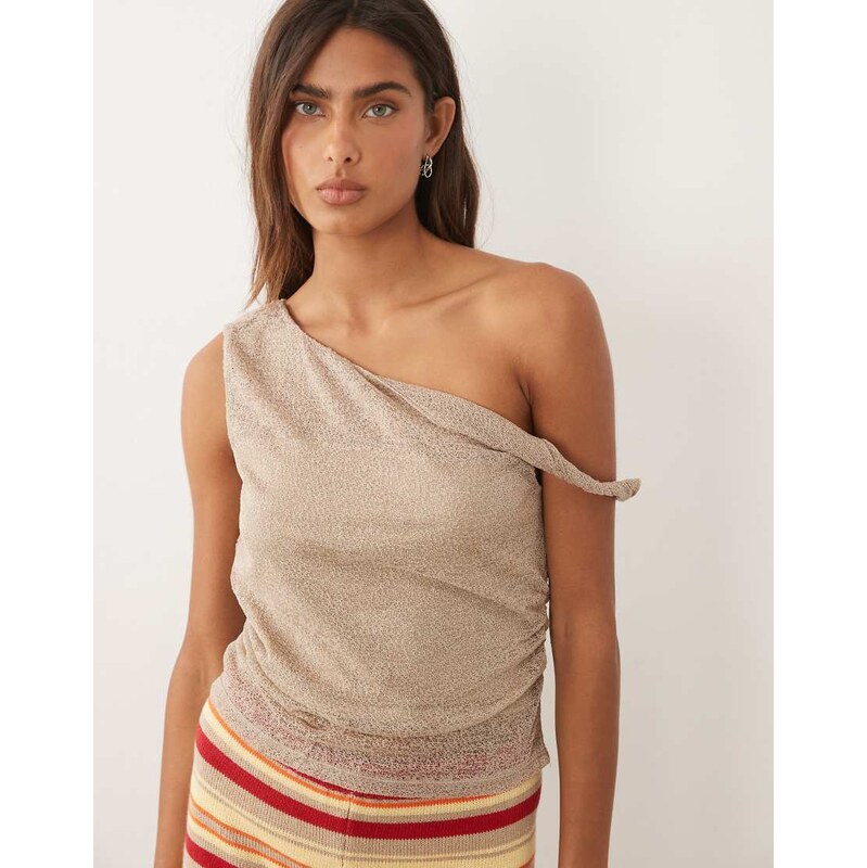 Mango Teen knitted twist strap top in gold