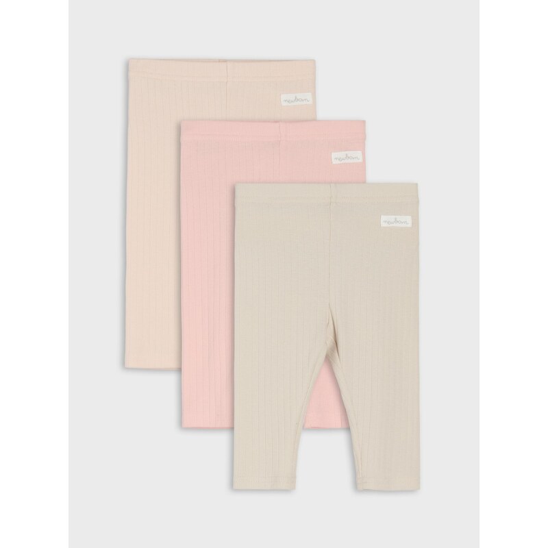 Sinsay - Bavlněné legíny 3 pack - pastelová růžová