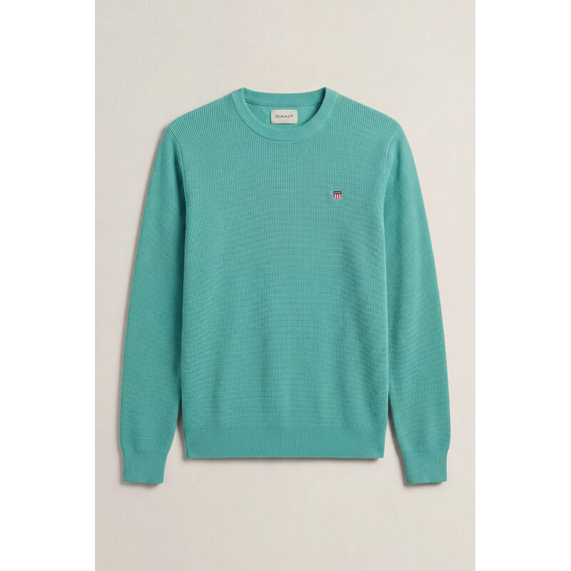 SVETR GANT MICRO TEXTURED COTTON C-NECK MUTED TURQUOISE