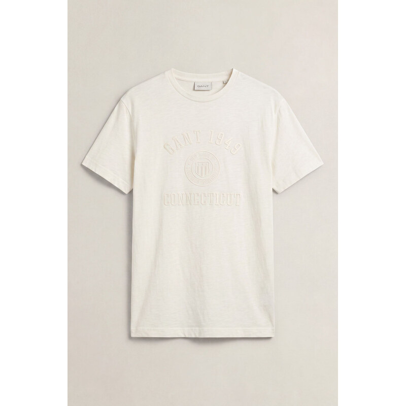 TRIČKO GANT TONAL EMBROIDERED SS TSHIRT CREAM