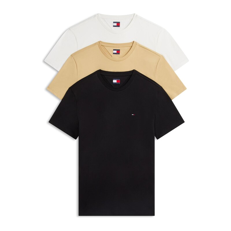 Tommy Jeans Tričko béžová / černá / bílá