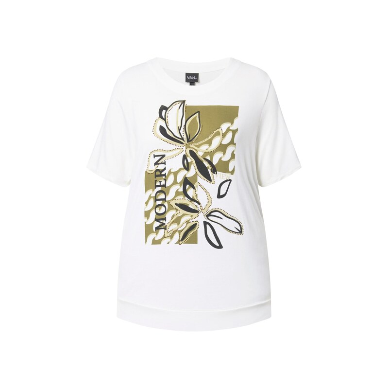 Ulla Popken Tričko olivová / černá / offwhite