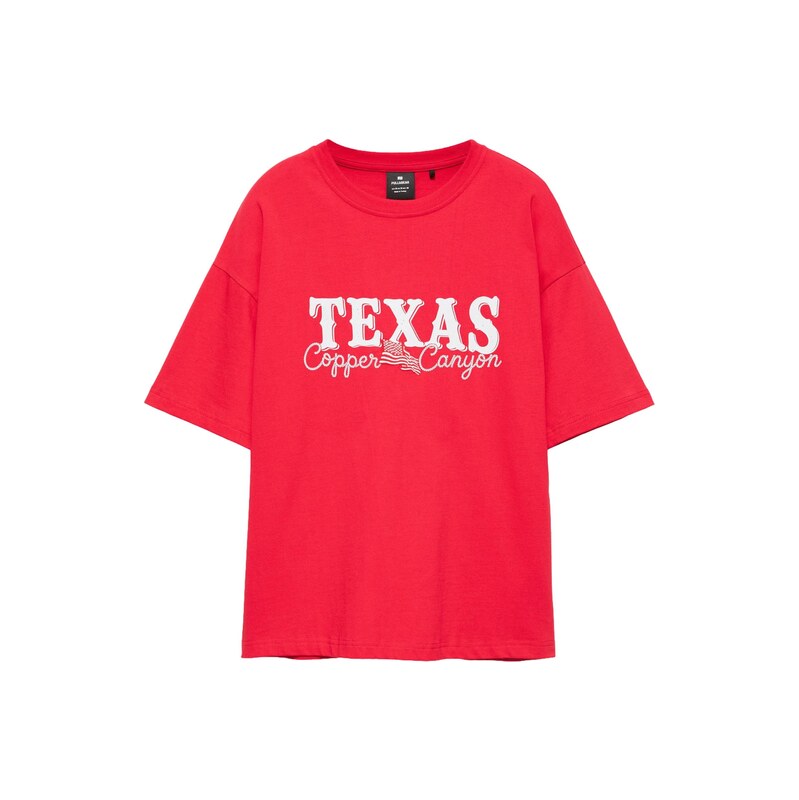 Pull&Bear Tričko TEXAS červená / bílá